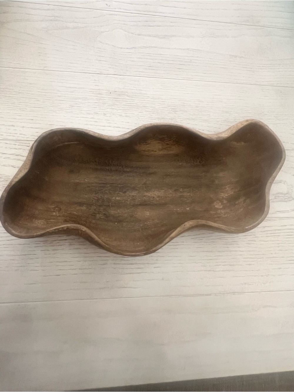 Handcarved Wavy Wooden Decorative Tray / Catch All